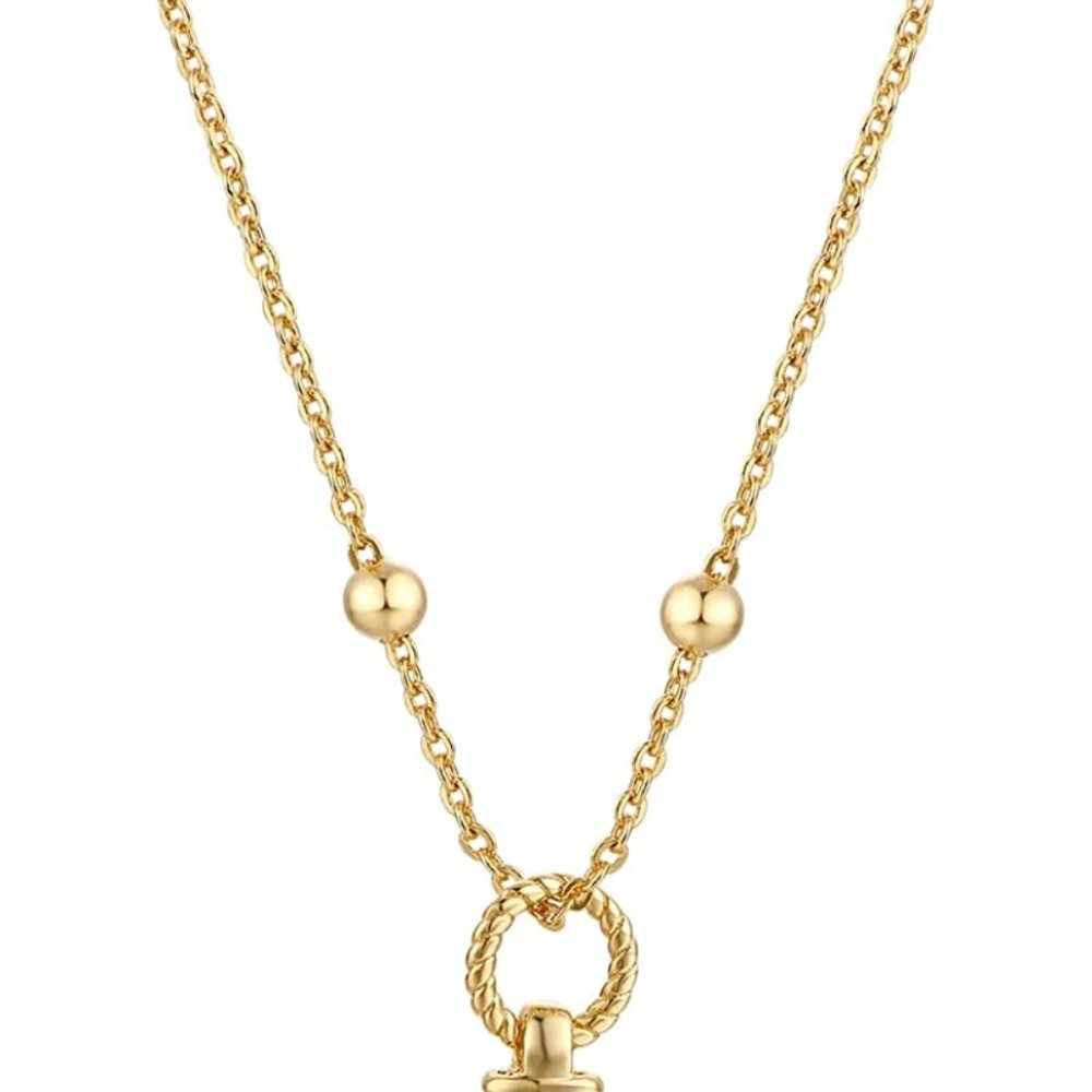 18k gold Plated Y Pendant Commemorative coin Necklace Multilayer Bar Disc - Picture 4 of 5
